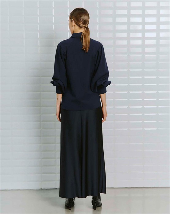 Dagmar WBL Sateen Maxi Nederdel - Midnight Blue